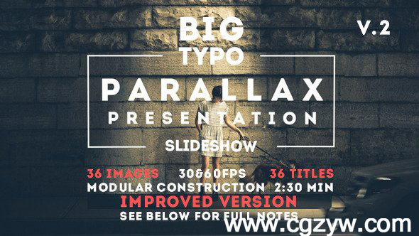 AE模板-立体感图形视觉效果图片切换滑动展示 VideoHive Big Typo Parallax Presentation