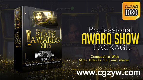 AE模板-大气金色粒子颁奖典礼奖杯奖项开场栏目包装