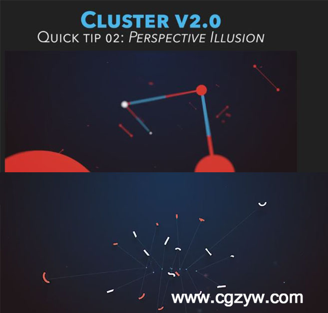 AE脚本-炫酷MG运动图形动画点线连接延迟拖尾 Cluster v2.03