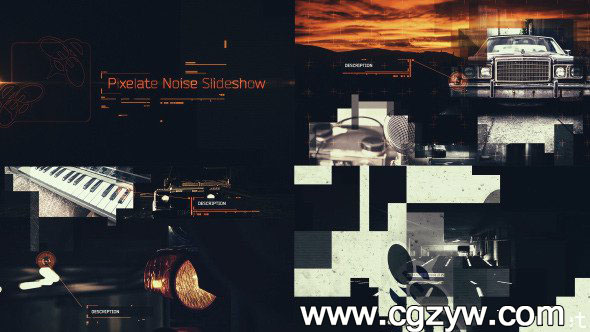 AE模板-高科技背景图片噪波毛刺特效字幕标题动画介绍