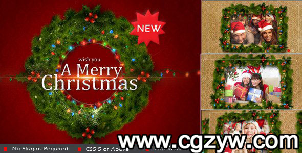 AE模板-欢乐圣诞节霓虹灯装饰照片相册展示 VideoHive Christmas Album