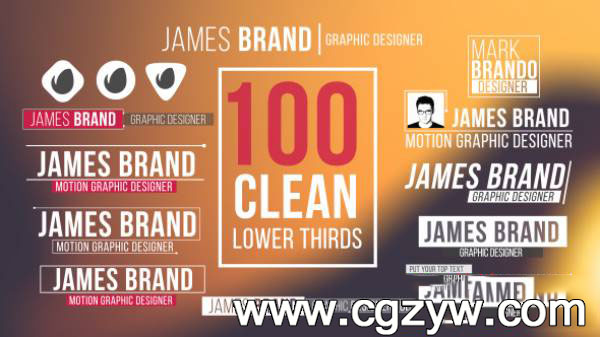 AE模板-100款简洁字幕标题线条动画人名字幕条展示