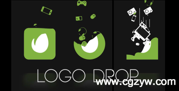 AE模板-创意水滴低落logo演绎标志平面展示Logo Drop