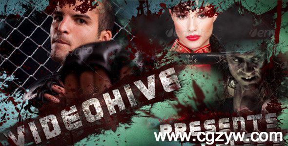 AE模板-鲜血血液恐怖动作片宣传开场包装特效背景展示