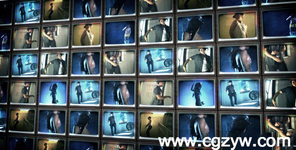 AE模板-老电视节目组成排列汇聚Logo文字标志展示 VideoHive Old TVs Logo Intro