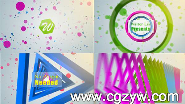 AE模板-可爱卡通动漫多彩时尚图形变化Logo展示