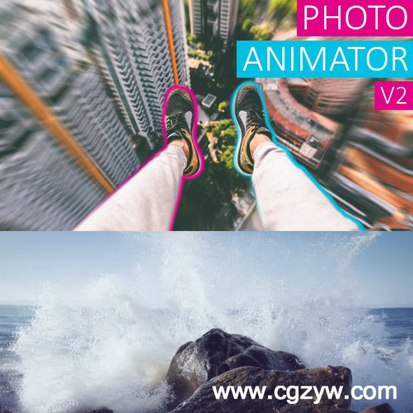 AE模板-图片照片动态化透视动画推拉焦距展示动画效果