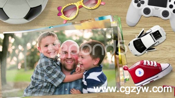 AE模板 图片滑入堆叠特效幻灯片相册展示模板