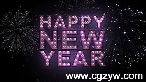 AE模板-简洁烟花绽放新年祝福问候片头Happy New Year Titles