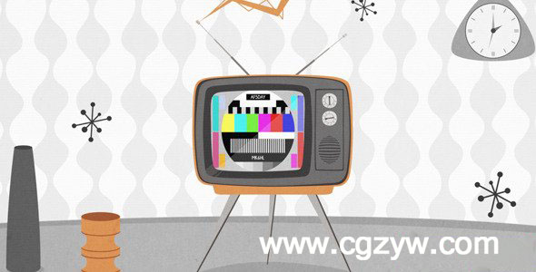 AE模板-老电视机复古卡通效果logo展示节目预告开场Retro Tv 70s