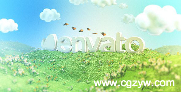 AE模板-春意大自然云朵立体logo动画展示模版 Spring is Coming