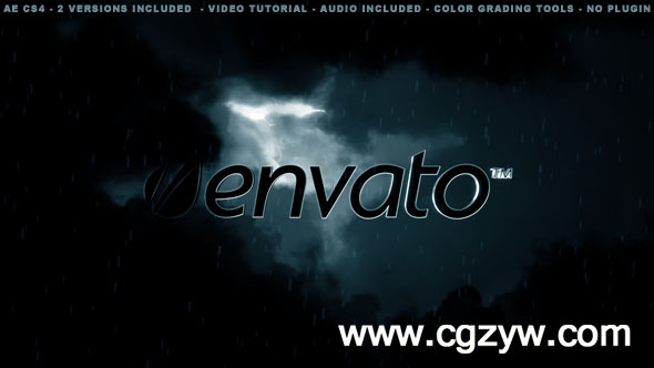 AE模板-震撼乌云暴风雨黑暗乌云遮盖Logo片头展示(含音效) Cinematic Dark Sky Logo Opener