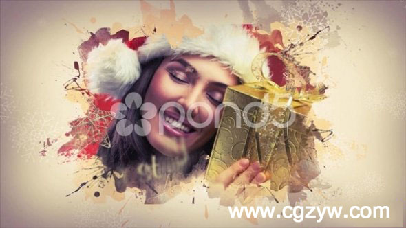 AE模板 水彩散开泼墨清新优雅艺术创意圣诞祝福纪念相册