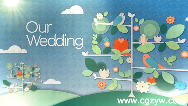 AE模板-清新优雅婚礼相册蝴蝶飞舞展示模板