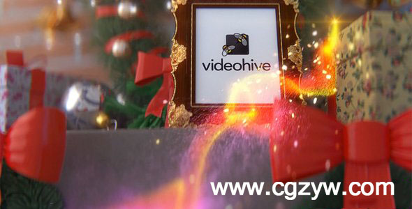 AE模板 绚丽粒子家庭相册标志展示祝福圣诞快乐展示