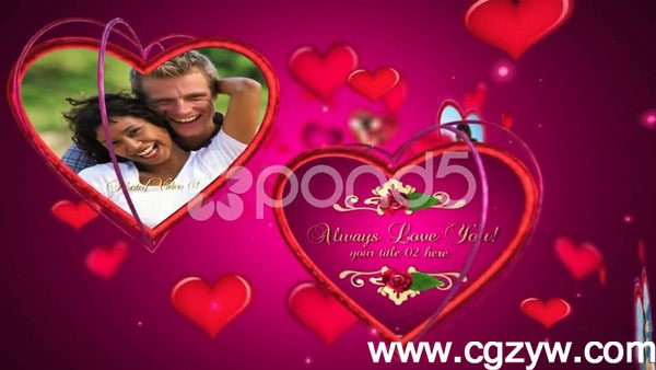 AE模板-浪漫唯美旋转爱心相框相册展示