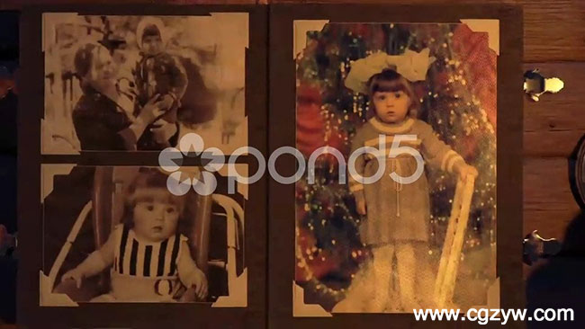 AE模板 复古典雅物体摆放泛黄翻页相册展示