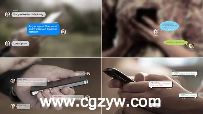 AE模板-微信QQ手机聊天联系人消息提醒文字气泡对话框(含音效)-图片1