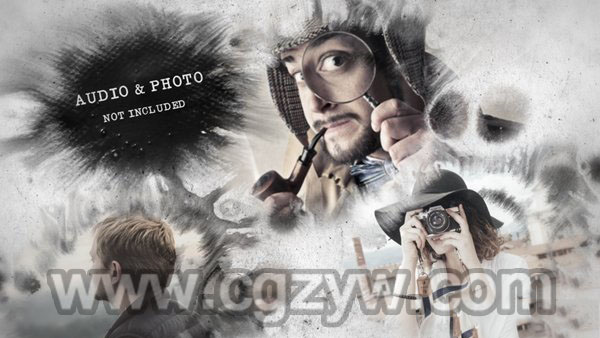 AE模板-唯美典雅水彩水墨晕开墨滴飘浮图文展示