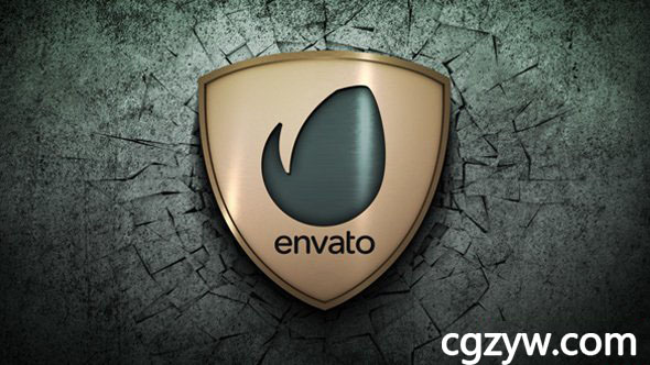 AE模板-震撼大气Logo文字撞墙墙面破碎掉落开场