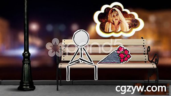 AE模板 浪漫爱情表白简洁卡通幻灯片展示免费下载