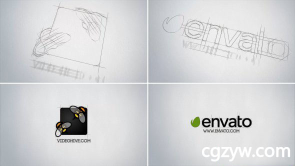 AE模板-简洁手绘素描勾边Logo开场 Sketch Logo Reveal