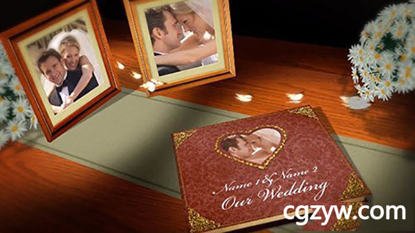 AE模板-优雅浪漫婚庆复古翻页相册展示 免费下载