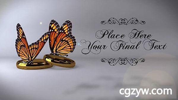 AE模板-优雅浪漫蝴蝶翩翩起舞婚礼相册温馨甜蜜回忆图文展示