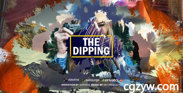 AE模板-时尚水彩水墨散开图片幻灯片展示 The Dipping