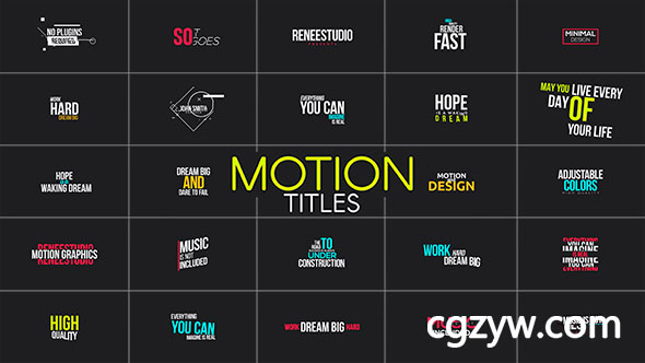 AE模板-MG动画105款扁平化标题文字运动排版人名字幕条