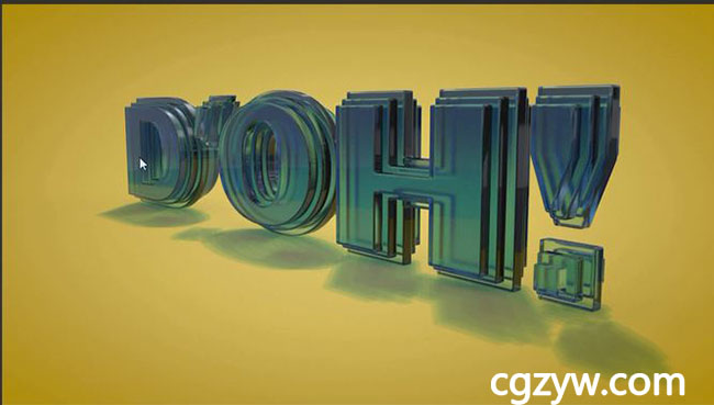C4D制作玻璃质感文字建模材质渲染教程+工程文件 Glass Type Rendering in Cinema 4Dt