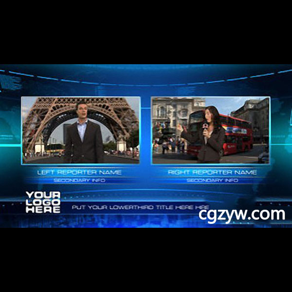 AE模板 华丽炫酷虚拟演播室新闻直播间栏目包装展示2