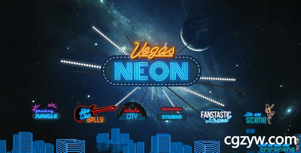 AE模板-动感炫酷时尚舞会晚会音乐戏曲节目霓虹灯效果Logo展示 免费下载