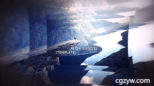 AE模板-炫酷图形遮罩切割画面时尚空间画中画图片视频展示开场