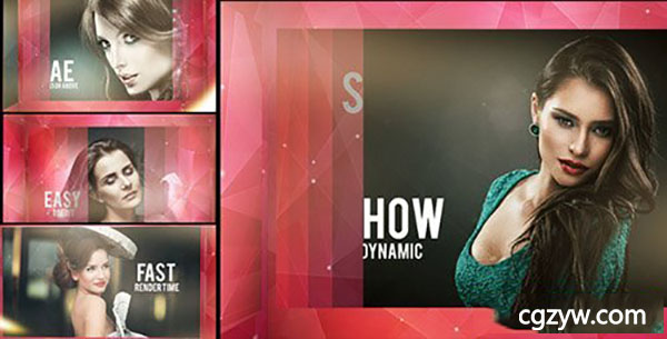 AE模板-时尚华丽闪耀光线立体几何链状图片视频幻灯片展示 免费下载