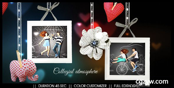 AE模板-可爱卡通情侣祝福图片展示 Romantic Wishes 免费下载