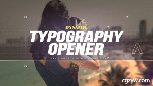 AE模板-时尚动感文字图片视频切割展示开场 免费下载