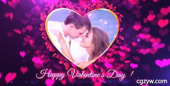 AE模板-浪漫婚礼情人节爱情花瓣汇聚红心开场 免费下载