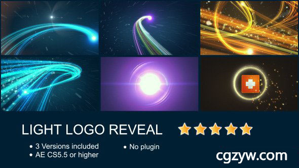 AE模板-震撼五彩炫光粒子线性流动汇聚logo标志展示动画