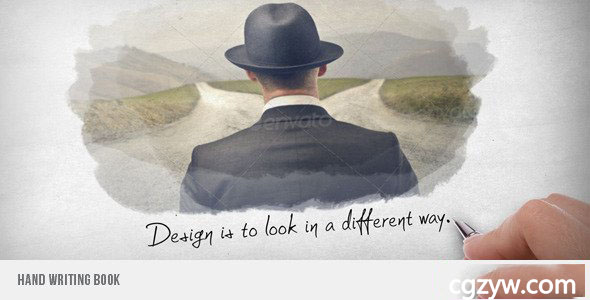 AE模板-简洁动态手写字水彩水墨翻页图片视频展示 免费下载