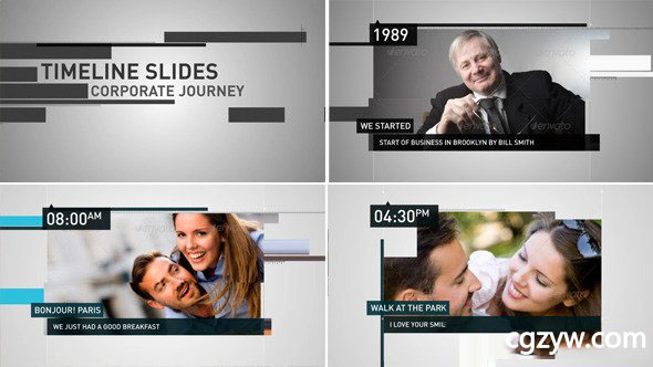 AE模板-线条生长公司企业历史时间线项目事件图片介绍宣传幻灯片