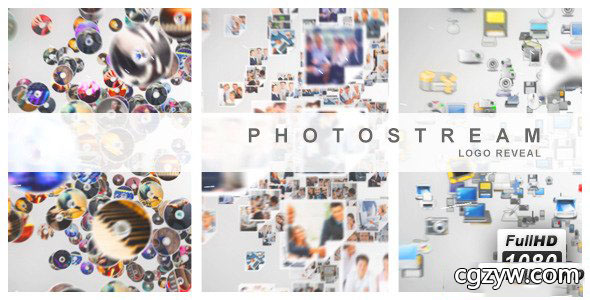 AE模板-图标破碎成众多图片icon飞出屏幕动画Logo展示 免费下载