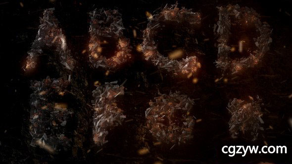 AE模板-3D文字石头碎块汇聚字母动画展示片头 免费下载