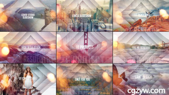 AE模板-图形切割时尚城市企业宣传片头视频动感图片开场 免费下载