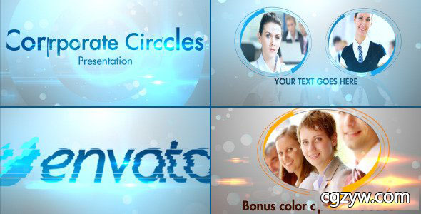 AE模板-时尚活力企业员工团队介绍圆环图文展示 免费下载