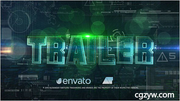 AE模板-高科技HUD史诗震撼3D文字动画宣传预告片开场