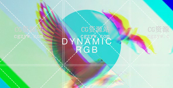 AE模板-动态色彩RGB分离失真图片展示幻灯片视频效果 免费下载