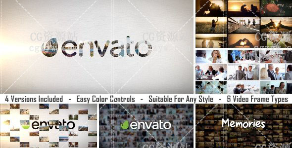 AE模板-动感幻灯片照片视频墙Logo展示开场企业宣传片头效果展示 免费下载