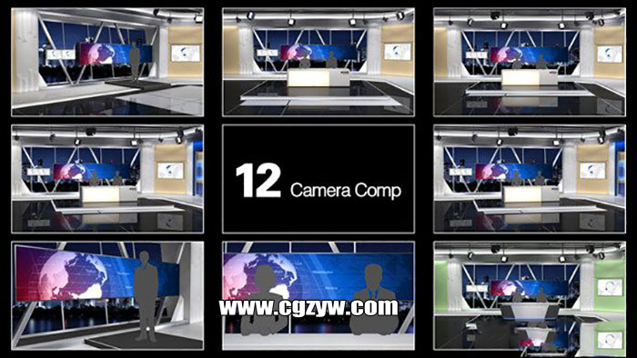 AE模板-新闻直播现场虚拟演播室主持人事件报道电视栏目包装