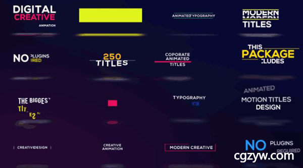 AE模板-250个时尚优雅栏目包装字幕条标题文字排版MG动画